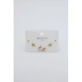 Çoklu Set Küpe - Altın