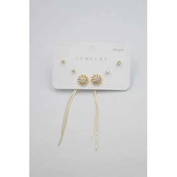 Çoklu Set Küpe - Altın