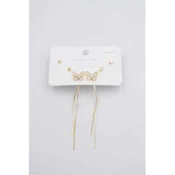 Çoklu Set Küpe - Altın