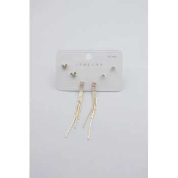 Çoklu Set Küpe - Altın