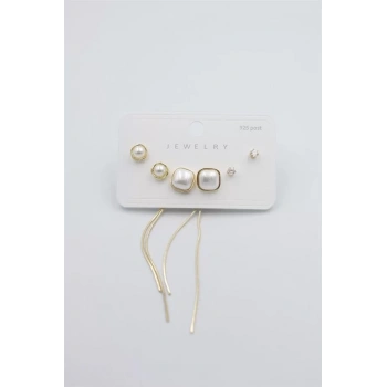 Çoklu Set Küpe - Altın