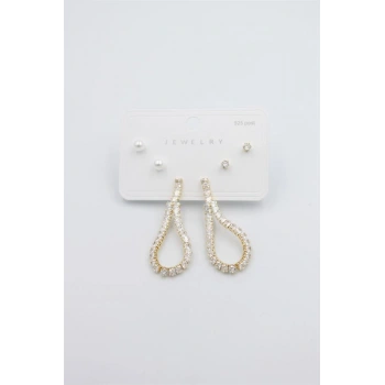 Çoklu Set Küpe - Altın