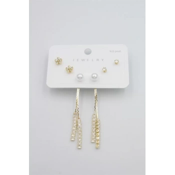 Çoklu Set Küpe - Altın