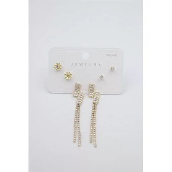 Çoklu Set Küpe - Altın