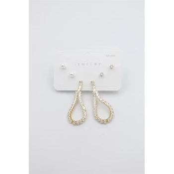 Çoklu Set Küpe - Altın