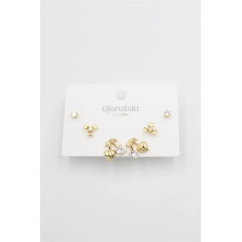 Çoklu Set Küpe - Altın
