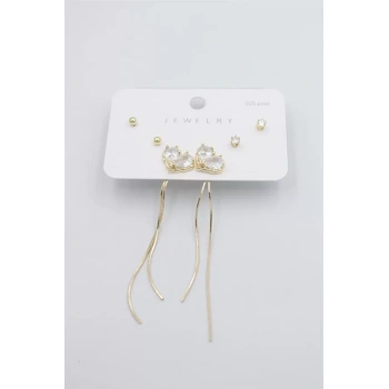 Çoklu Set Küpe - Altın