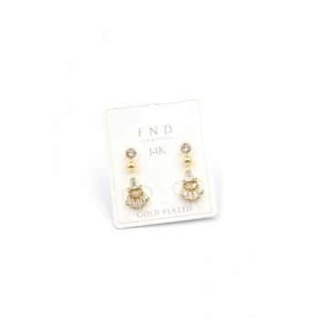 Çoklu Taşlı Küpe - Altın