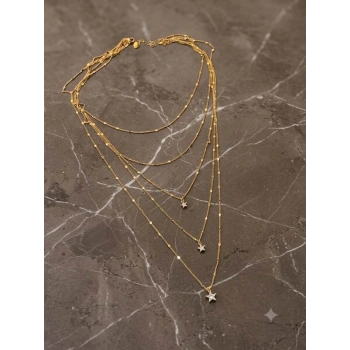 Çoklu Zincir Kolye - Altın