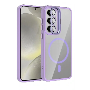 Samsung Galaxy S25 Remim Lensli Magsafe Standlı Kapak - Lila