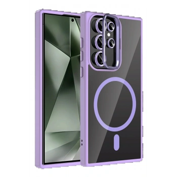 Samsung Galaxy S25 Ultra Remim Lensli Magsafe Standlı Kapak - Lila