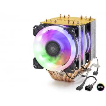 Cpu İşlemci Kule Tipi Soğutucu 600 Serisi Çift Fanlı 6 Bakır Borulu Rgb ND2606