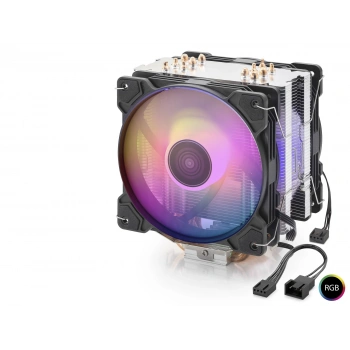 Cpu İşlemci Kule Tipi Soğutucu Çift Fanlı 6 Bakır Borulu Rgb - Siyah ND2602