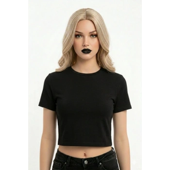 Crop Kısakollu Body Siyah Renk