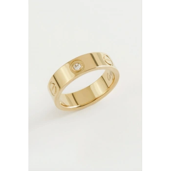 Crt Taşlı Lüks Çelik Yüzük 5 mm