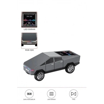 D68 Cyber Model Araba Tasarımlı Bluetooth Hoparlör 15w Güçlü Ses Rgb Led /tws/usb Gri