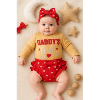Daddys Girl Bandanalı Kız Bebek Takımı