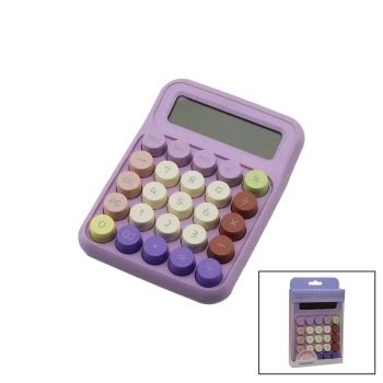 DAKTİLO TUŞ MODELİ  12 HANELİ HESAP MAKİNESİ MİX RENKLİ  PİLLİ  15.7 X 11.1 X 2.7CM   166GR (4887)