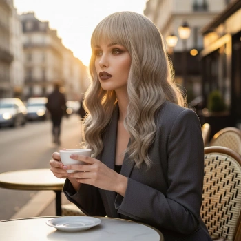 Dalgalı Kısa Perçemli Fiber Sentetik Peruk - Balköpüğü / Platin Röfleli