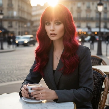 Dalgalı Kısa Perçemli Fiber Sentetik Peruk - Kızıl