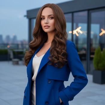 Dalgalı Perçemsiz Uzun Fiber Sentetik Peruk - Koyu Kumral