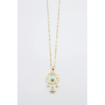 Damla Taşlı Kolye - Altın