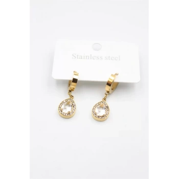 Damla Taşlı Küpe - Altın