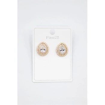 Damla Taşlı Küpe - Altın