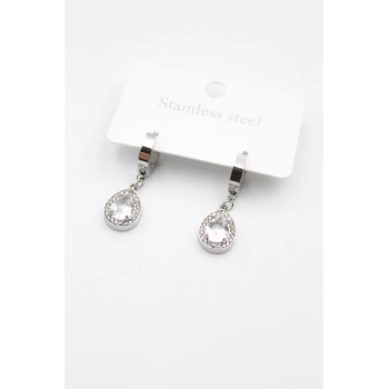 Damla Taşlı Küpe - Gümüş