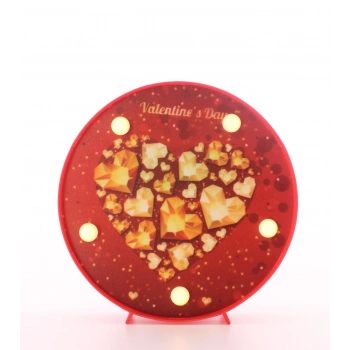 Dekoratif  3D Led Lamba Gold Kalp Temalı  Led Lamba