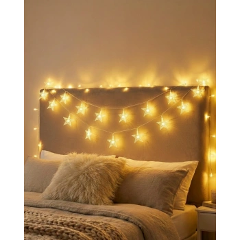 Dekoratif Yıldız Led Aydınlatma 5 Metre Sabit Işık İç Mekan Kullanım