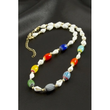 Deniz Kabuğu Cam Boncuk Kolye