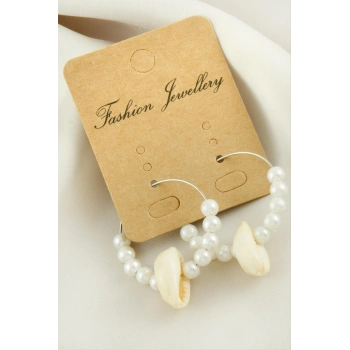 Deniz Kabuğu İnci Halka Küpe 3 cm