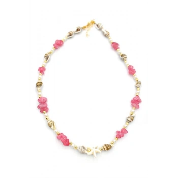 Deniz Kabuğu Kolye - Nar Çiçeği