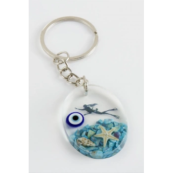 Deniz Kızı Oval Epoksi Anahtarlık