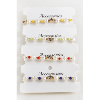 Deniz Yıldızı Boncuk İnci Makrome İp Bileklik