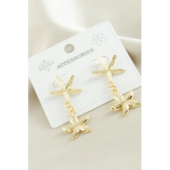 Deniz Yıldızı Çiçek Metal Küpe