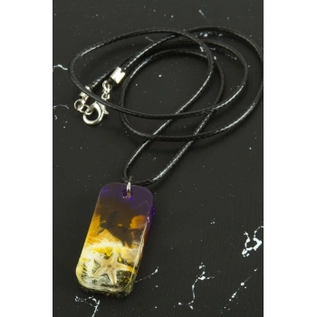 Deniz Yıldızı Dikdörtgen Epoksi Kolye