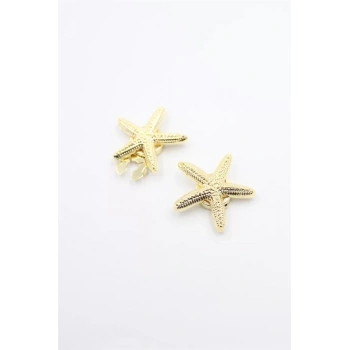 Deniz Yıldızı Düğme Broşu - Altın