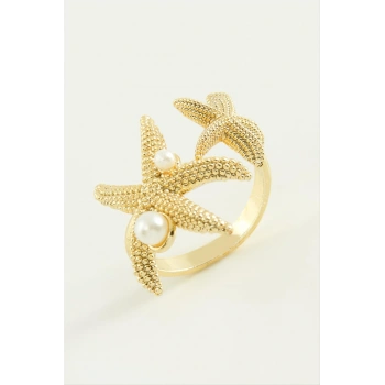 Deniz Yıldızı İnci Metal Yüzük