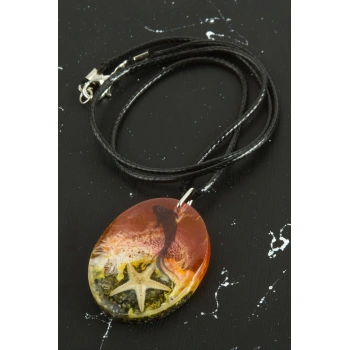 Deniz Yıldızı Oval Epoksi Kolye