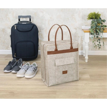 Deri Kulplu Ayakkabı Seyahat Çantası 04263