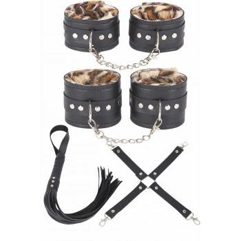 Deri Leoparlı 4lü Harness Set