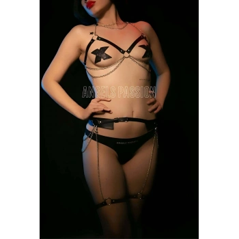 Deri Ve Zincirli Seksi Harness Takım - Brf486