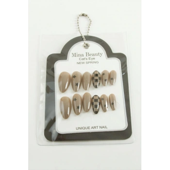 Desenli Mina Beauty Kedi Gözü Takma Tırnak