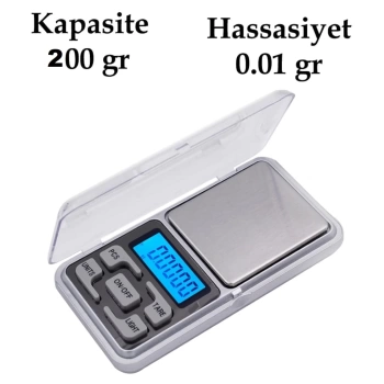 Dijital Hassas Elektronik Kuyumcu Cep Terazisi Tartı 200 gr /  0.01 gr (4887)