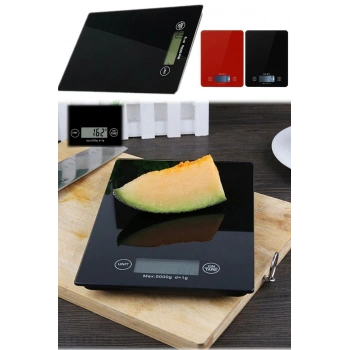 Dijital Mutfak Tartısı - 5 Kg Kapasite, 1 Gram Hassasiyet, Şık Siyah Cam Tasarım