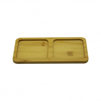DİKDÖRTGEN - 2 BÖLMELİ - 10X19.5CM  AHŞAP BAMBU YAĞDANLIK ALTLIK (4887)