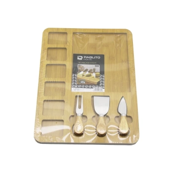 DİKDÖRTGEN  6+1 BÖLMELİ   MDF  KAHVALTI PEYNİR SUNUM PANOSU 3 BIÇAK=AHŞAP SAP 30X39.5CM (4887)