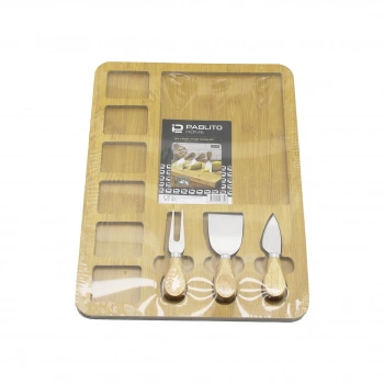 DİKDÖRTGEN  6+1 BÖLMELİ   MDF  KAHVALTI PEYNİR SUNUM PANOSU 3 BIÇAK=AHŞAP SAP 30X39.5CM (4887)